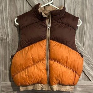 Stylish Reversible Brown and Orange Puffer Vest